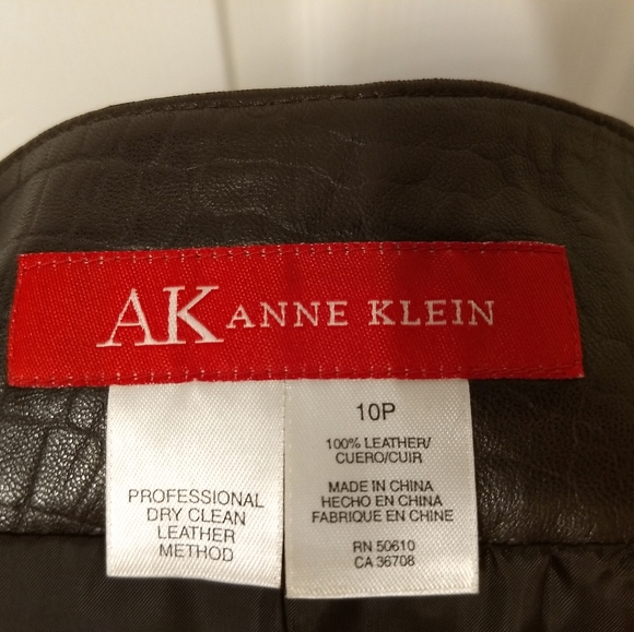Anne Klein genuine brown leather skirt 10 P - Picture 4 of 4